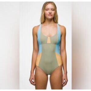 prAna TULUM One-Piece Swimsuit in Sweet Agave Color Block Women's XL NWT